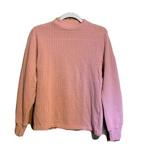 J. Crew Womens Size XS Pink Pointelle Mock Neck Stretch Blouse Top